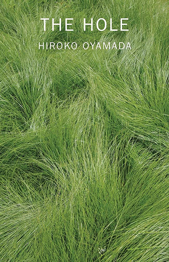Book Cover of The Hole by Hiroko Oyamada: title and author name on top of long green grass