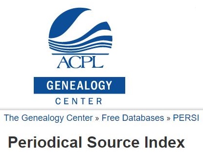 Image of PERSI Icon with ACPL Genealogy Center